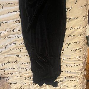 Enough About Me Black Velvet Halter Backless Sleeveless Midi Dress